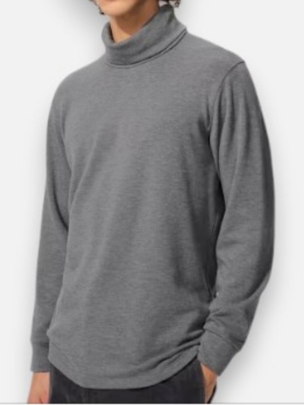 Uniqlo cotton soft touch turtleneck sweater grey unisex size M